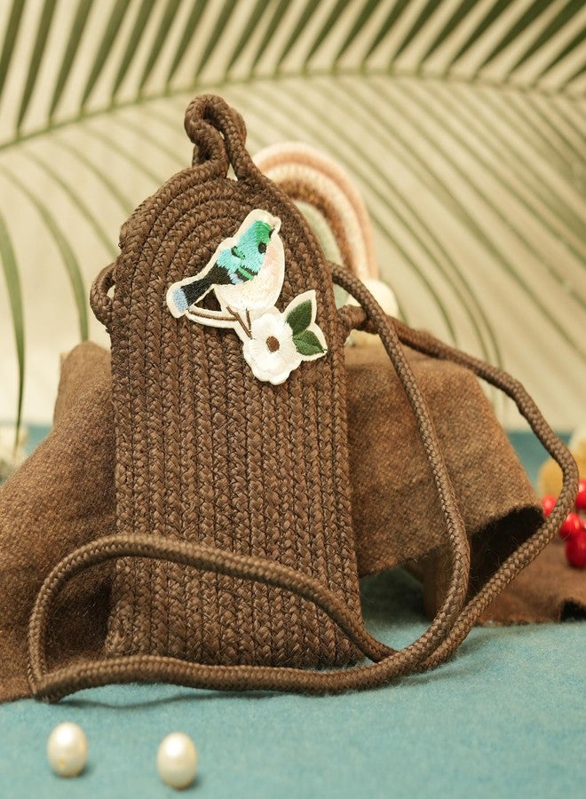 Ariya Women Mobile Sling Bag with Sticker (4082 | Coffee) Handcrafted PP & Cotton Blend Sling Bag, Perfect for Ladies & Girls, Lightweight Crossbody Bag for Daily Use, Casual, Travel & All Occasions - Image 5